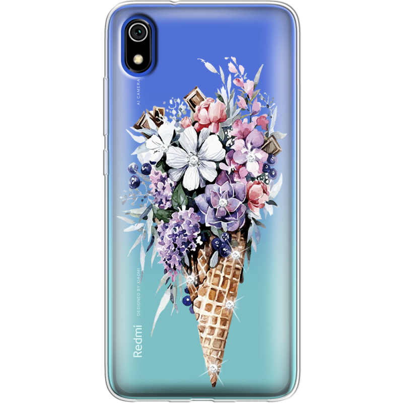 Чехол со стразами Xiaomi Redmi 7A Ice Cream Flowers