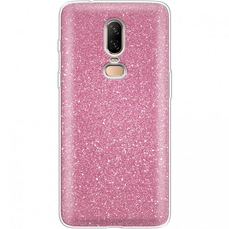 Чехол с блёстками OnePlus 6 Розовый