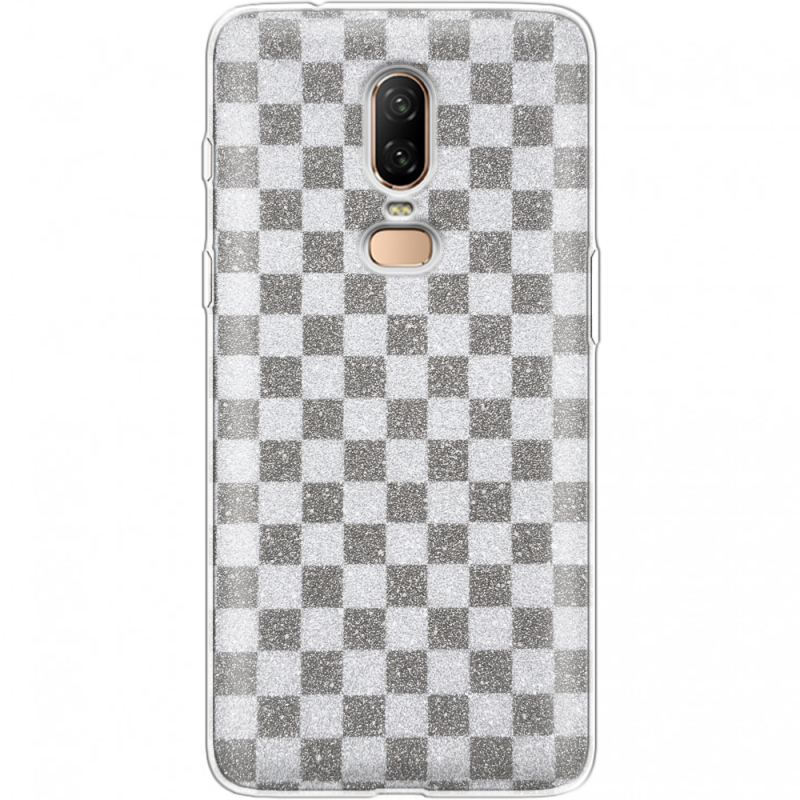 Чехол с блёстками OnePlus 6 Шахматы