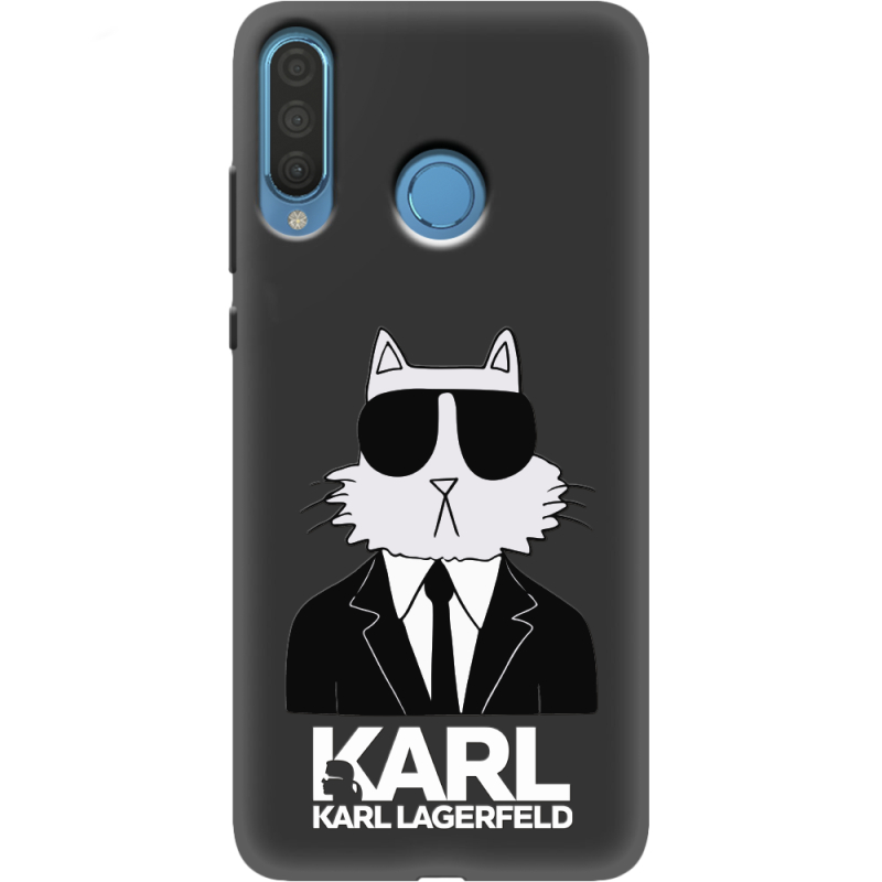 Черный чехол Uprint Huawei P30 Lite Cat in Black