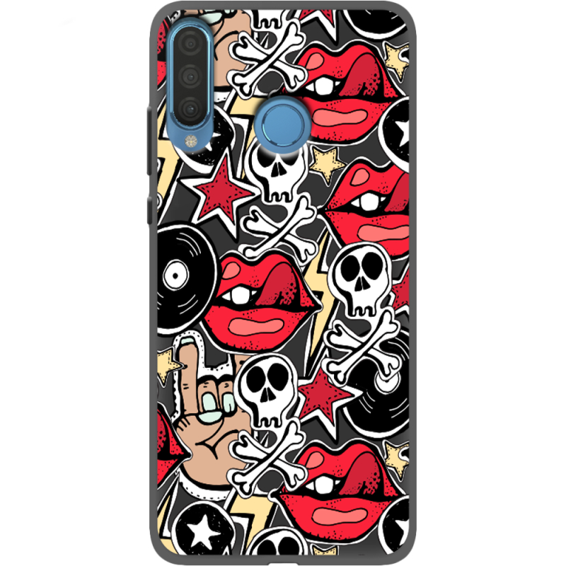 Черный чехол Uprint Huawei P30 Lite Rock Graffiti