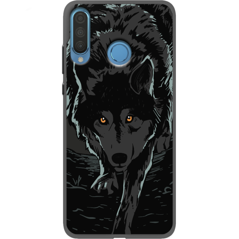 Черный чехол Uprint Huawei P30 Lite Wolf