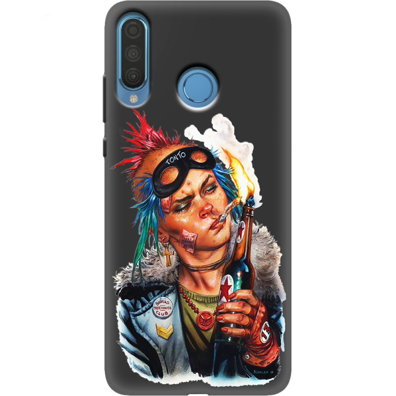 Черный чехол Uprint Huawei P30 Lite Tanker Girl