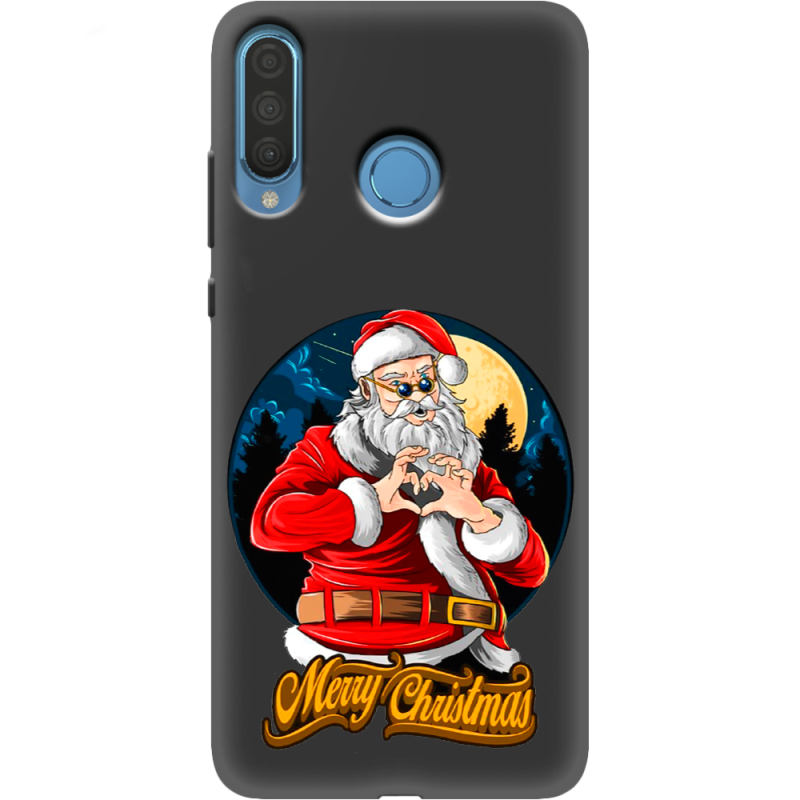 Черный чехол Uprint Huawei P30 Lite Cool Santa