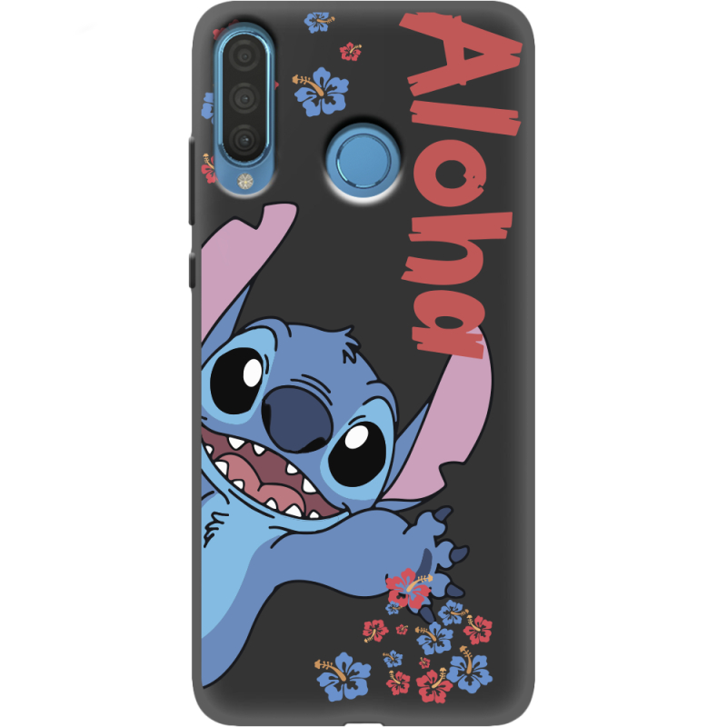 Черный чехол Uprint Huawei P30 Lite Гавайський гість Stich