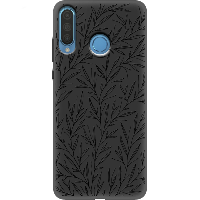 Черный чехол Uprint Huawei P30 Lite Leaves