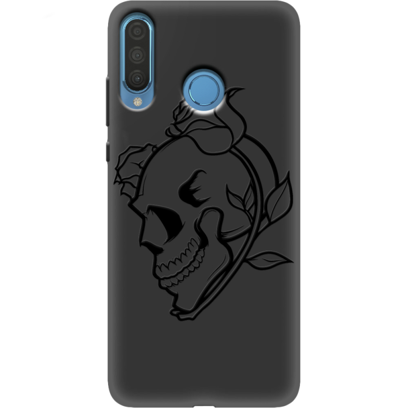 Черный чехол Uprint Huawei P30 Lite Skull and Roses