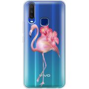 Прозрачный чехол Uprint Vivo Y15 Floral Flamingo
