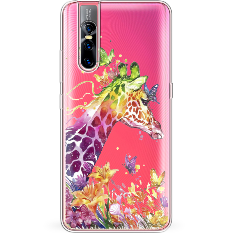 Прозрачный чехол Uprint Vivo V15 Pro Colorful Giraffe