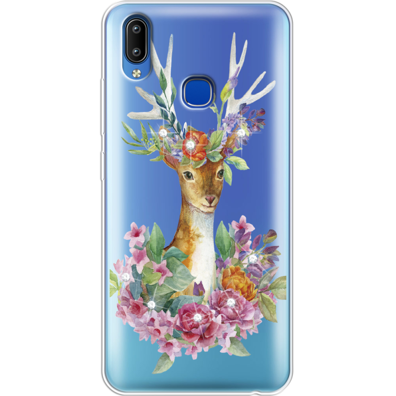 Чехол со стразами Vivo Y93 Lite Deer with flowers