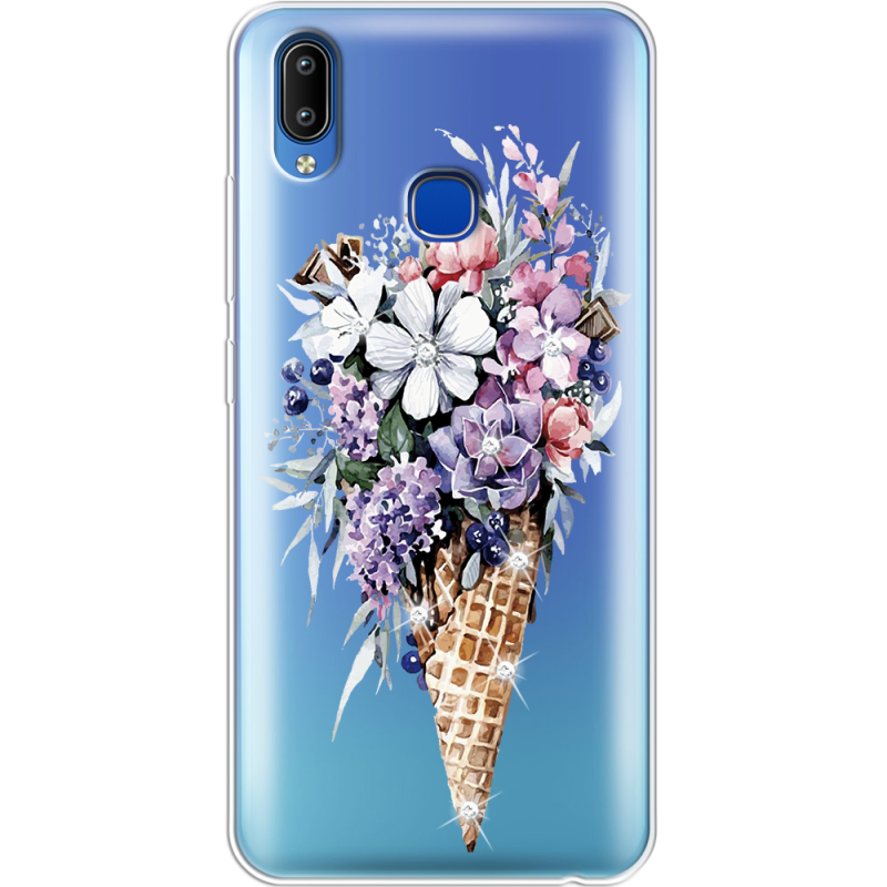 Чехол со стразами Vivo Y93 Lite Ice Cream Flowers