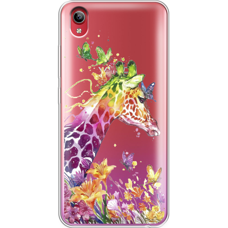 Прозрачный чехол Uprint Vivo Y91C Colorful Giraffe