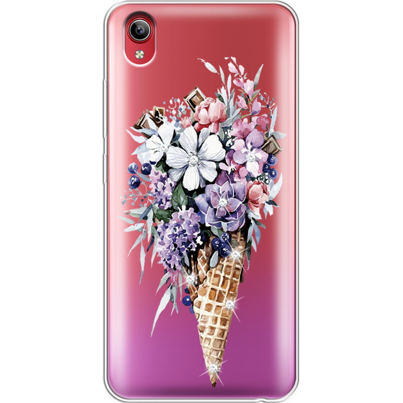 Чехол со стразами Vivo Y91C Ice Cream Flowers