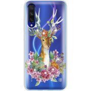 Чехол со стразами Xiaomi Mi A3 Deer with flowers