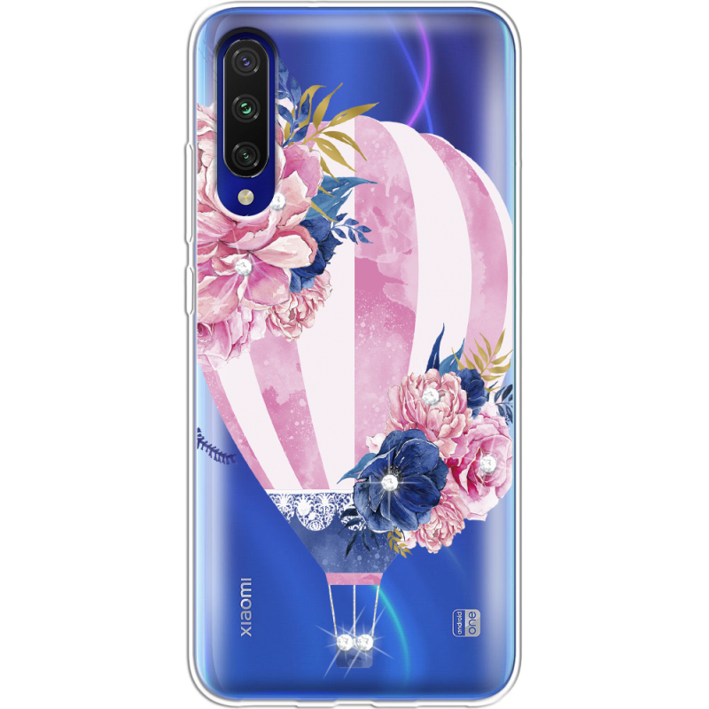 Чехол со стразами Xiaomi Mi A3 Pink Air Baloon