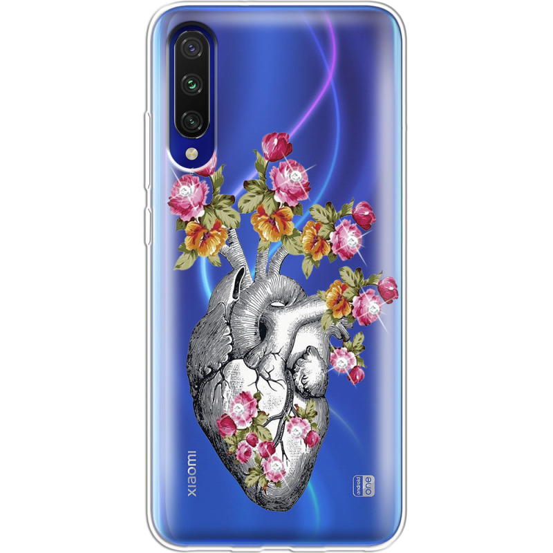 Чехол со стразами Xiaomi Mi A3 Heart