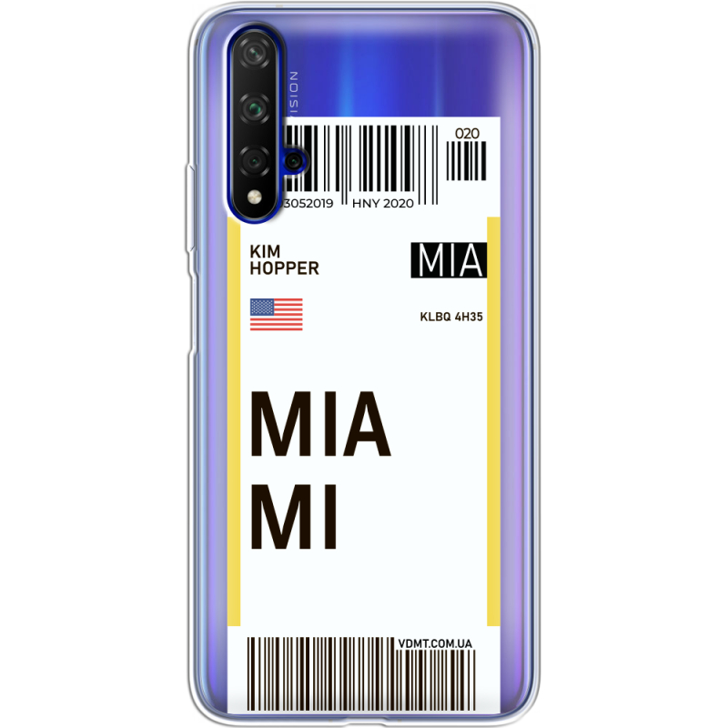 Прозрачный чехол Uprint Honor 20 Ticket Miami