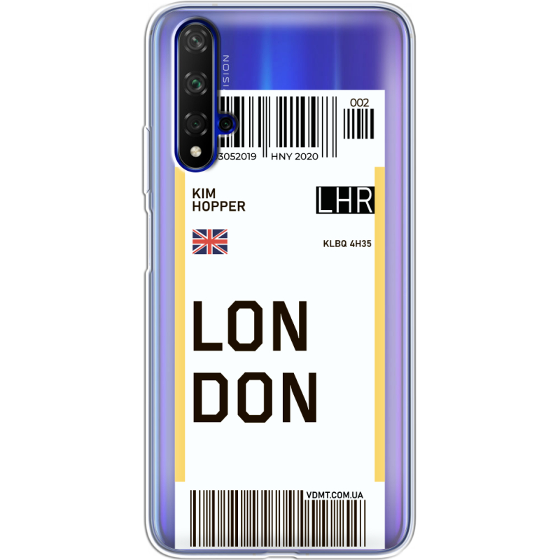 Прозрачный чехол Uprint Honor 20 Ticket London