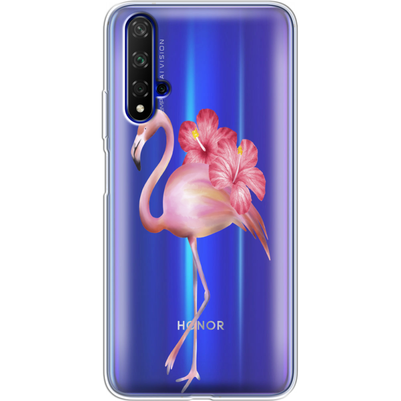 Прозрачный чехол Uprint Honor 20 Floral Flamingo