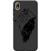 Черный чехол Uprint Huawei Y5 2019 Wolf and Raven