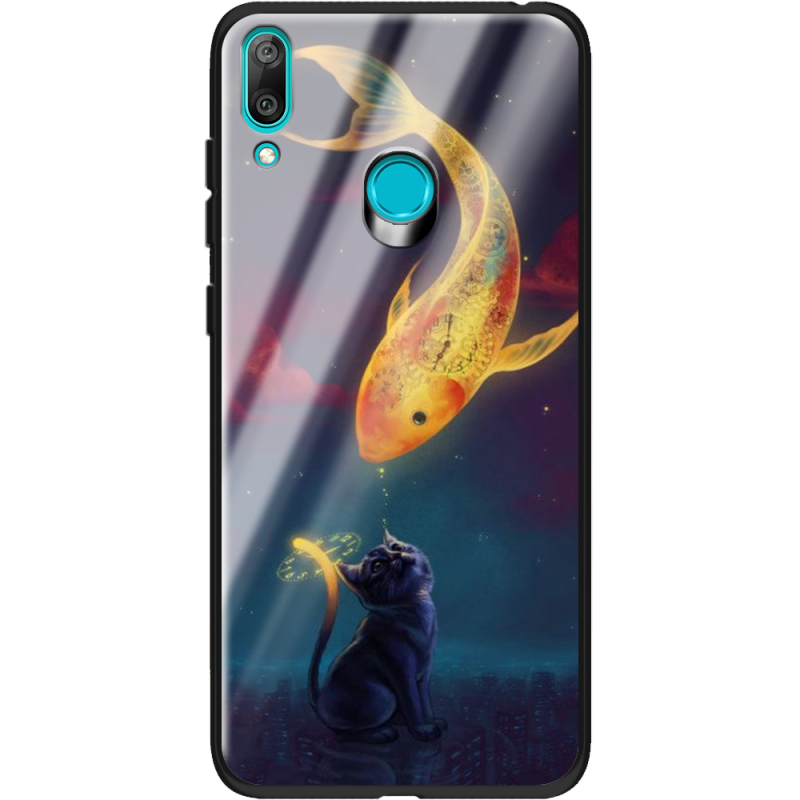 Защитный чехол BoxFace Glossy Panel Huawei Y7 2019 Kitten And Fish