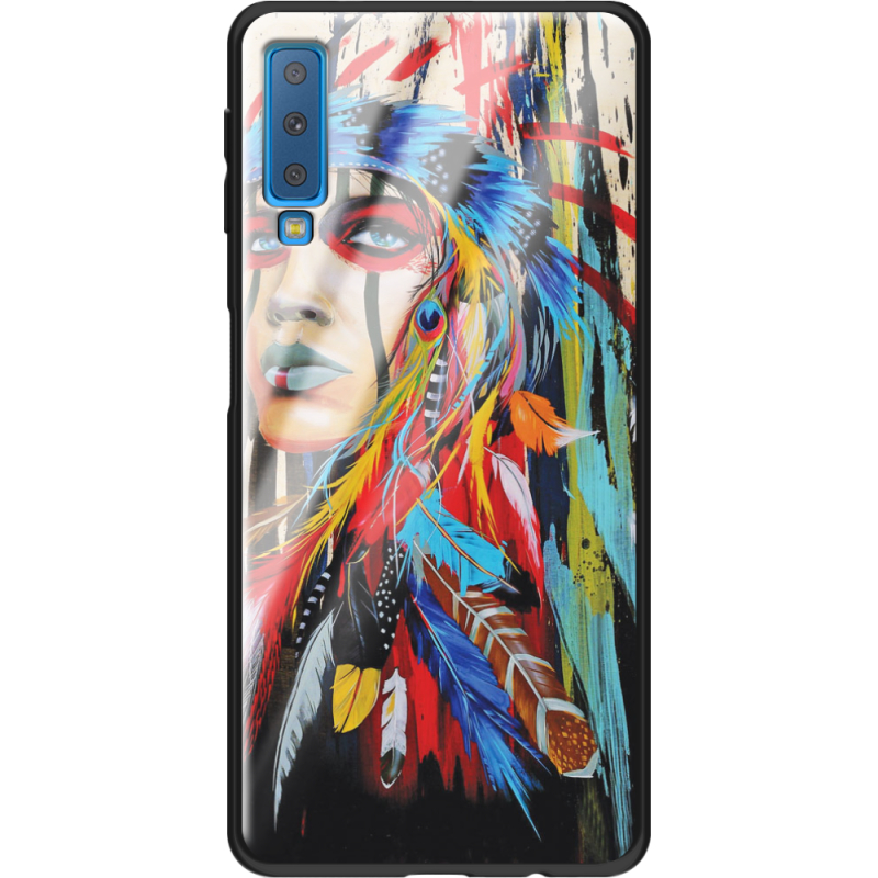 Защитный чехол BoxFace Glossy Panel Samsung Galaxy A7 2018 Feather Girl