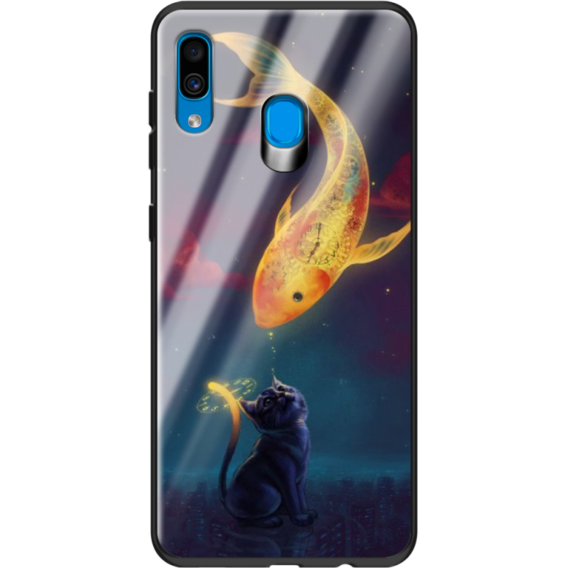 Защитный чехол BoxFace Glossy Panel Samsung Galaxy A30 Kitten And Fish