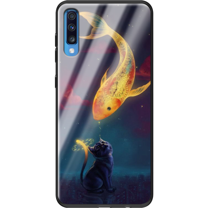 Защитный чехол BoxFace Glossy Panel Samsung Galaxy A70 Kitten And Fish