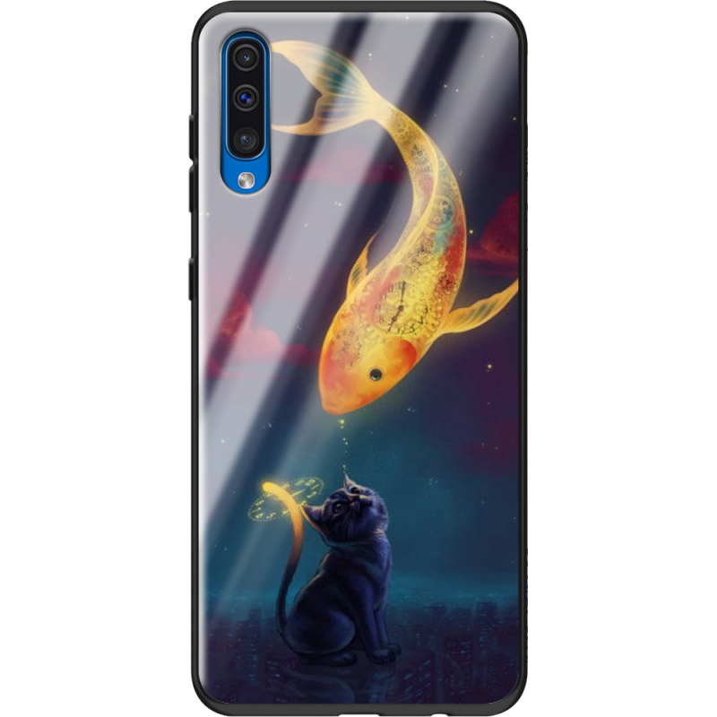 Защитный чехол BoxFace Glossy Panel Samsung Galaxy A50 Kitten And Fish