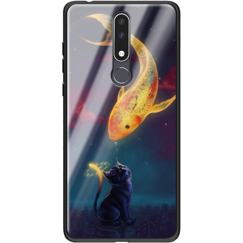 Защитный чехол BoxFace Glossy Panel Nokia 3.1 Plus Kitten And Fish