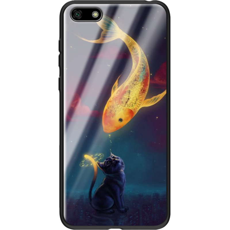 Защитный чехол BoxFace Glossy Panel Huawei Y5 2018 / Honor 7A Kitten And Fish