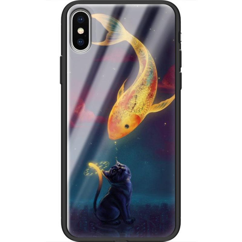 Защитный чехол BoxFace Glossy Panel Apple iPhone X Kitten And Fish