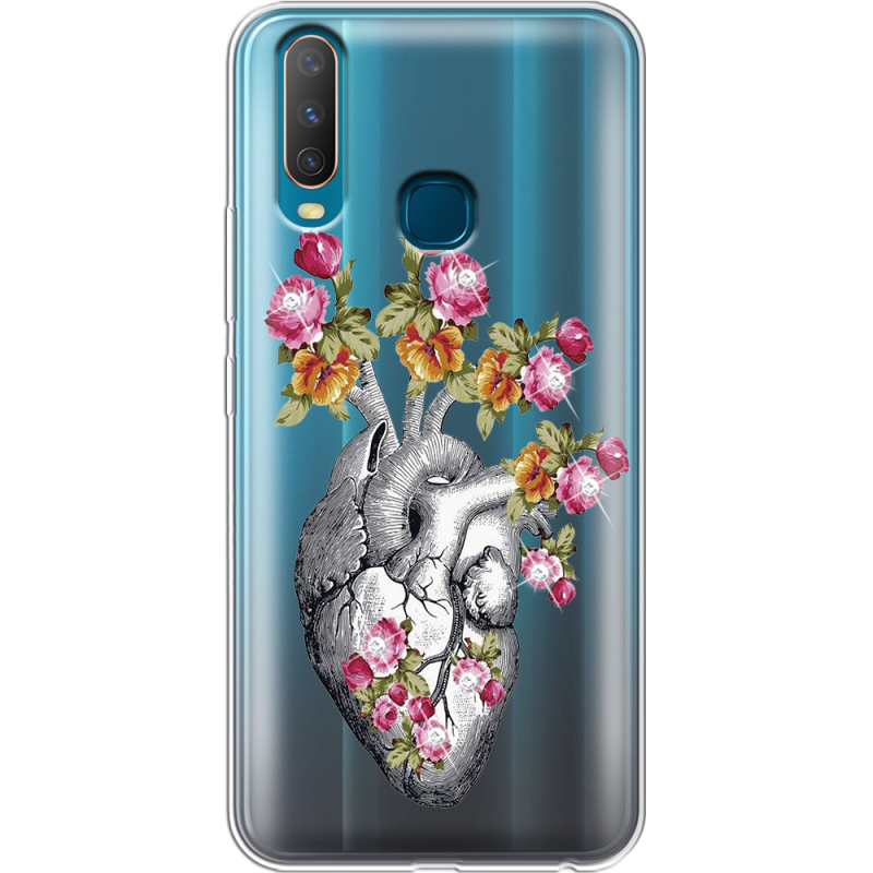 Чехол со стразами Vivo Y17 Heart