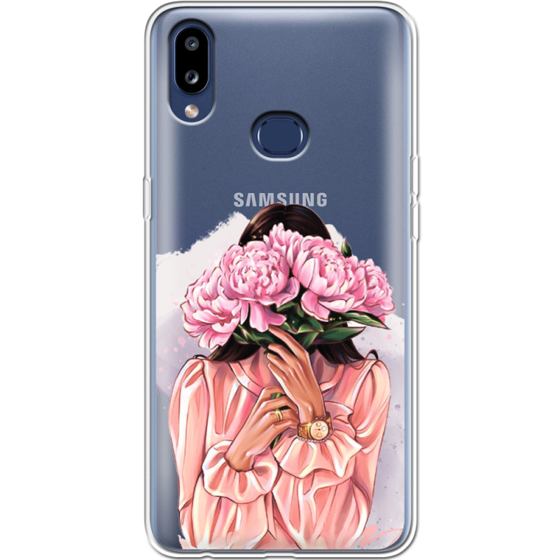 Прозрачный чехол Uprint Samsung A107 Galaxy A10s Девушка с Пионами