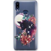 Чехол со стразами Samsung A107 Galaxy A10s Cat in Flowers