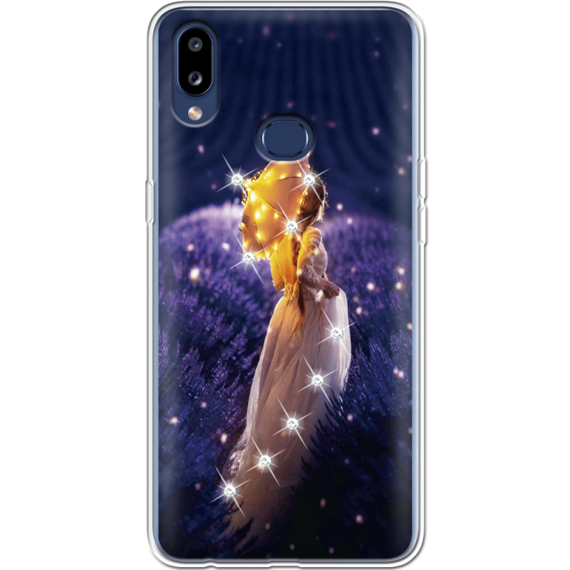 Чехол со стразами Samsung A107 Galaxy A10s Girl with Umbrella