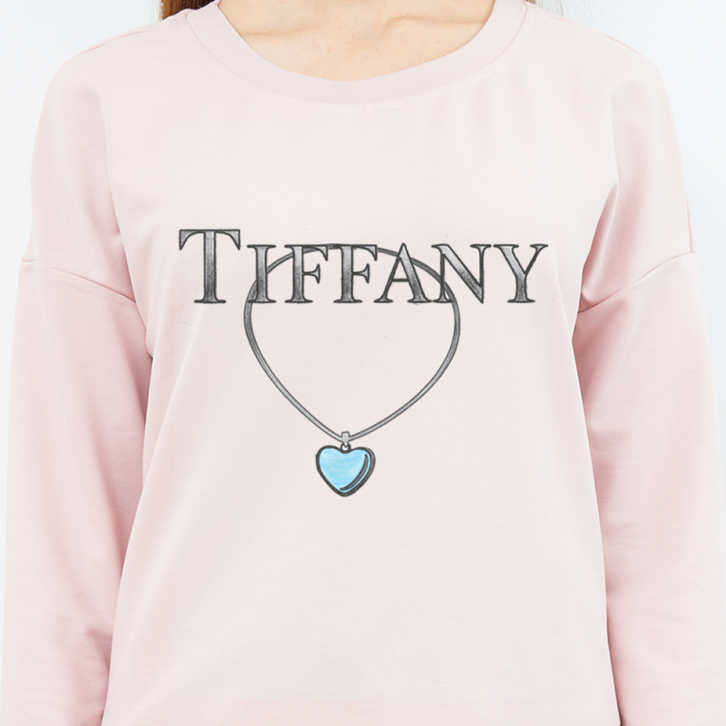 Свитшот с принтом женский розовый Tiffany Heart