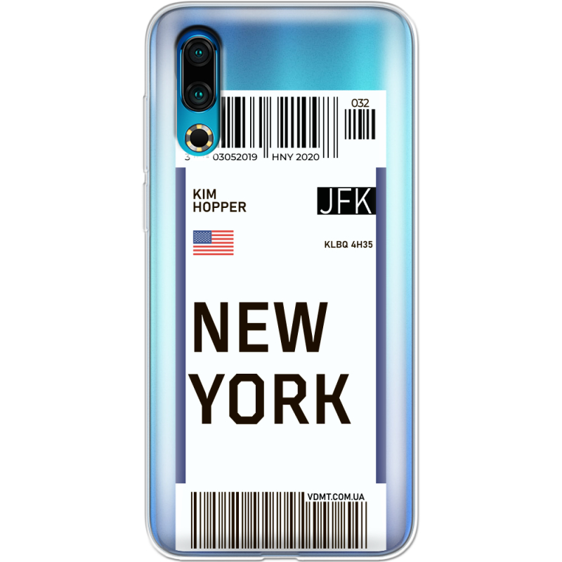 Прозрачный чехол Uprint Meizu 16s Ticket New York