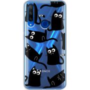 Прозрачный чехол Uprint Honor 9X с 3D-глазками Black Kitty