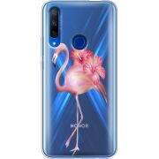 Прозрачный чехол Uprint Honor 9X Floral Flamingo