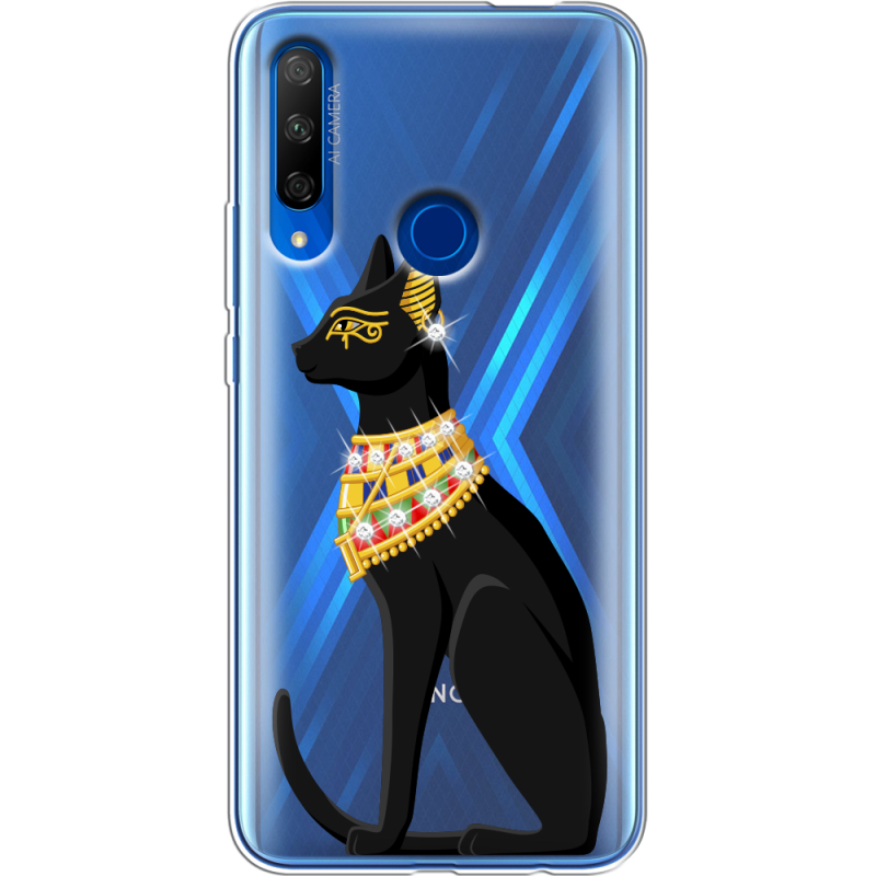 Чехол со стразами Honor 9X Egipet Cat