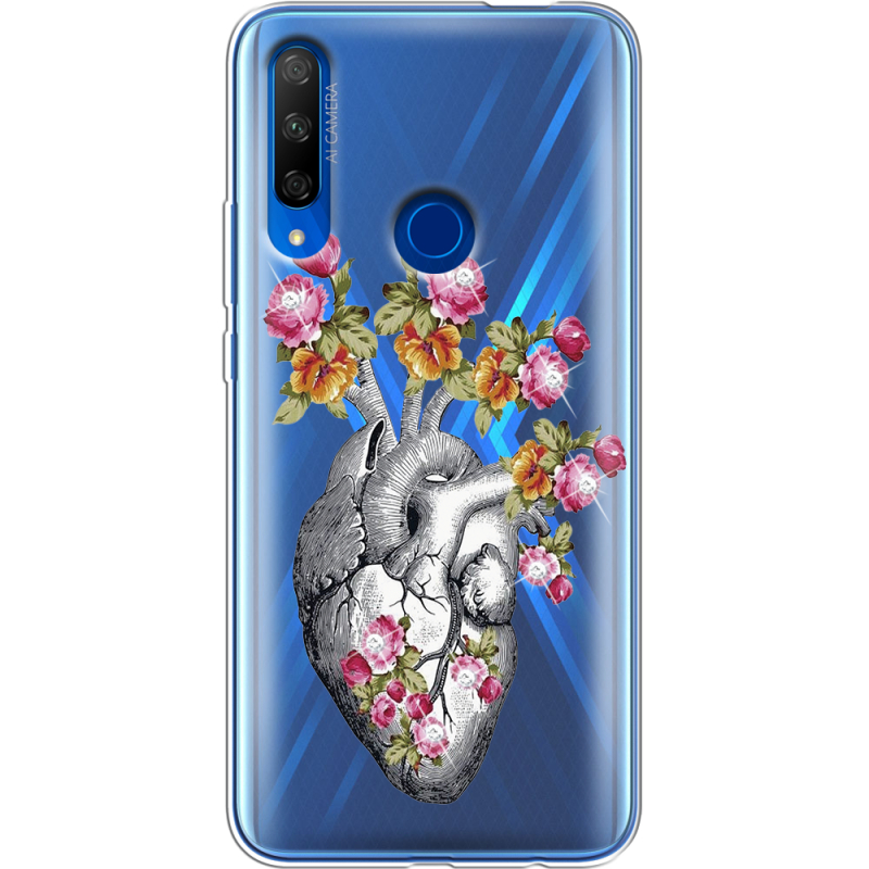 Чехол со стразами Honor 9X Heart