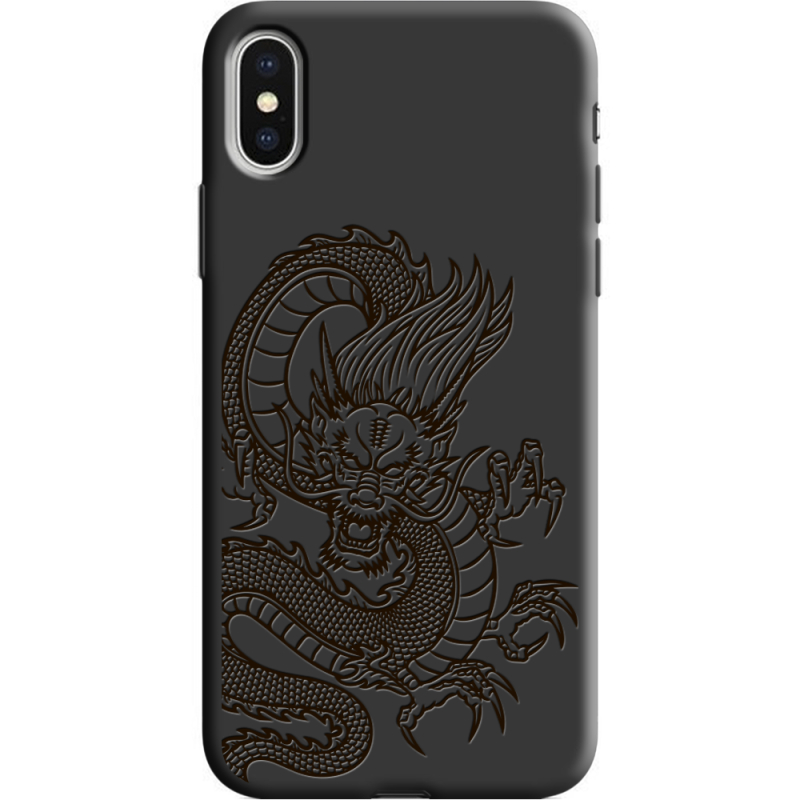Черный чехол Uprint Apple iPhone X Chinese Dragon