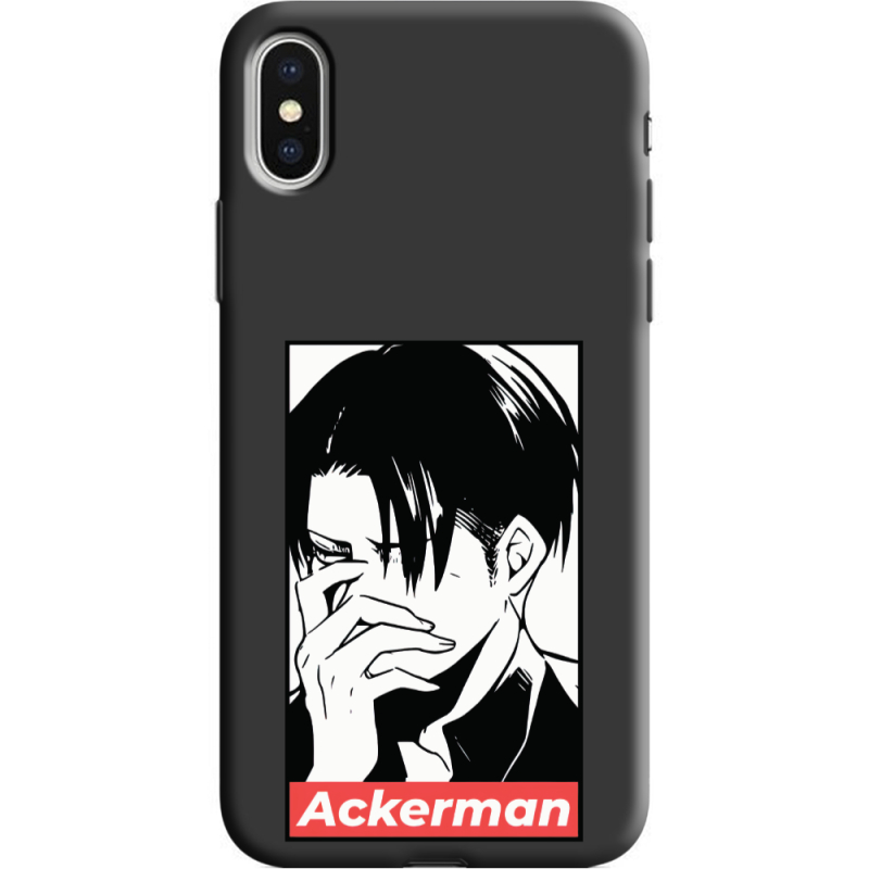 Черный чехол Uprint Apple iPhone X Attack On Titan - Ackerman