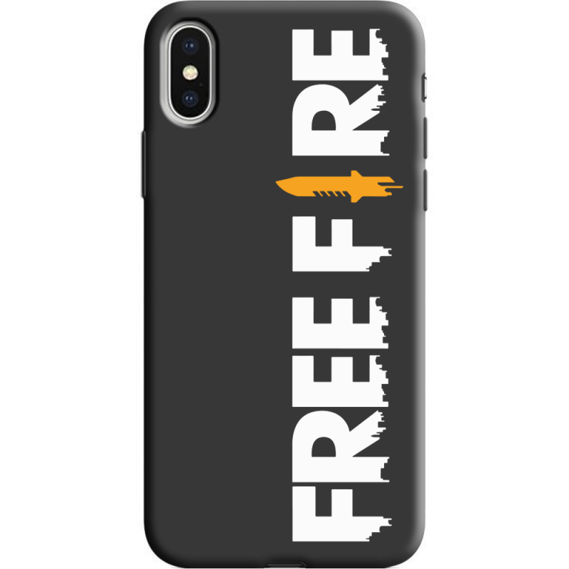 Черный чехол Uprint Apple iPhone X Free Fire White Logo