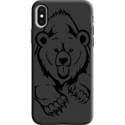 Черный чехол Uprint Apple iPhone X Grizzly Bear
