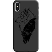 Черный чехол Uprint Apple iPhone X Wolf and Raven