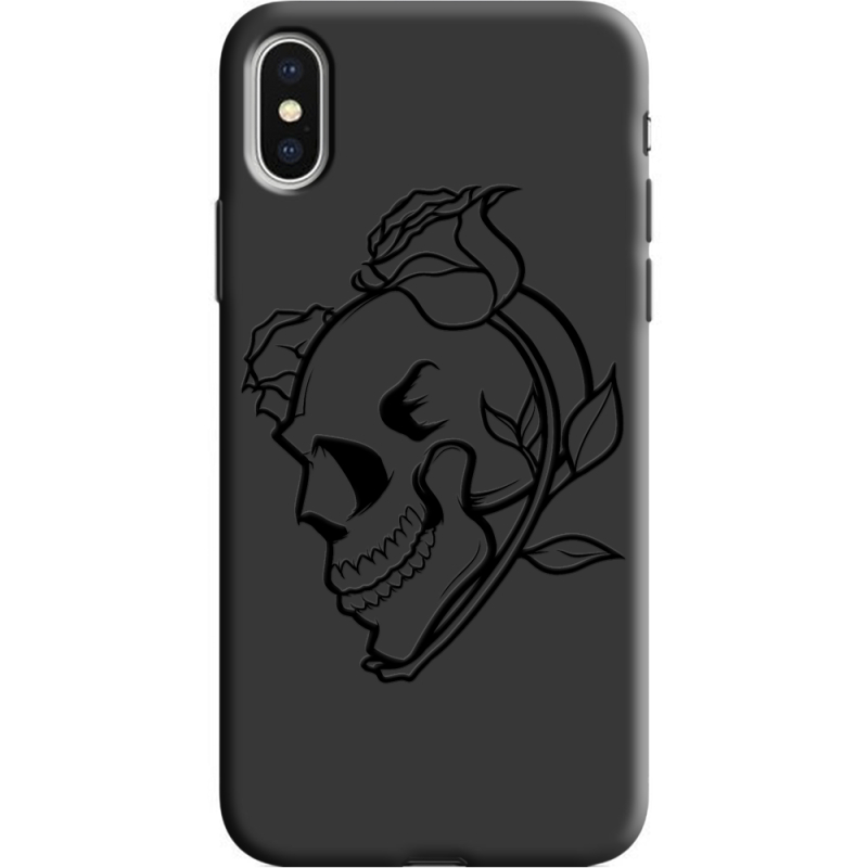 Черный чехол Uprint Apple iPhone X Skull and Roses