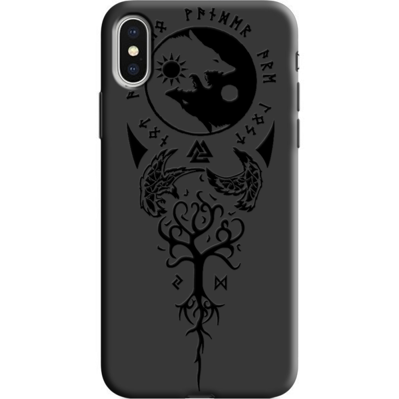 Черный чехол Uprint Apple iPhone X Hugin and Munin