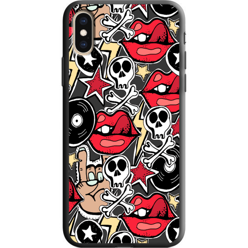 Черный чехол Uprint Apple iPhone XS Rock Graffiti